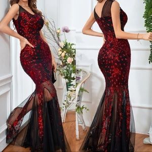 Kara and Kate Black and Red Wedding Gown